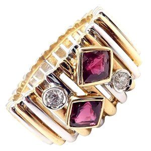 Van Cleef & Arpels 18k Yellow + White Gold Diamond Ruby Ring